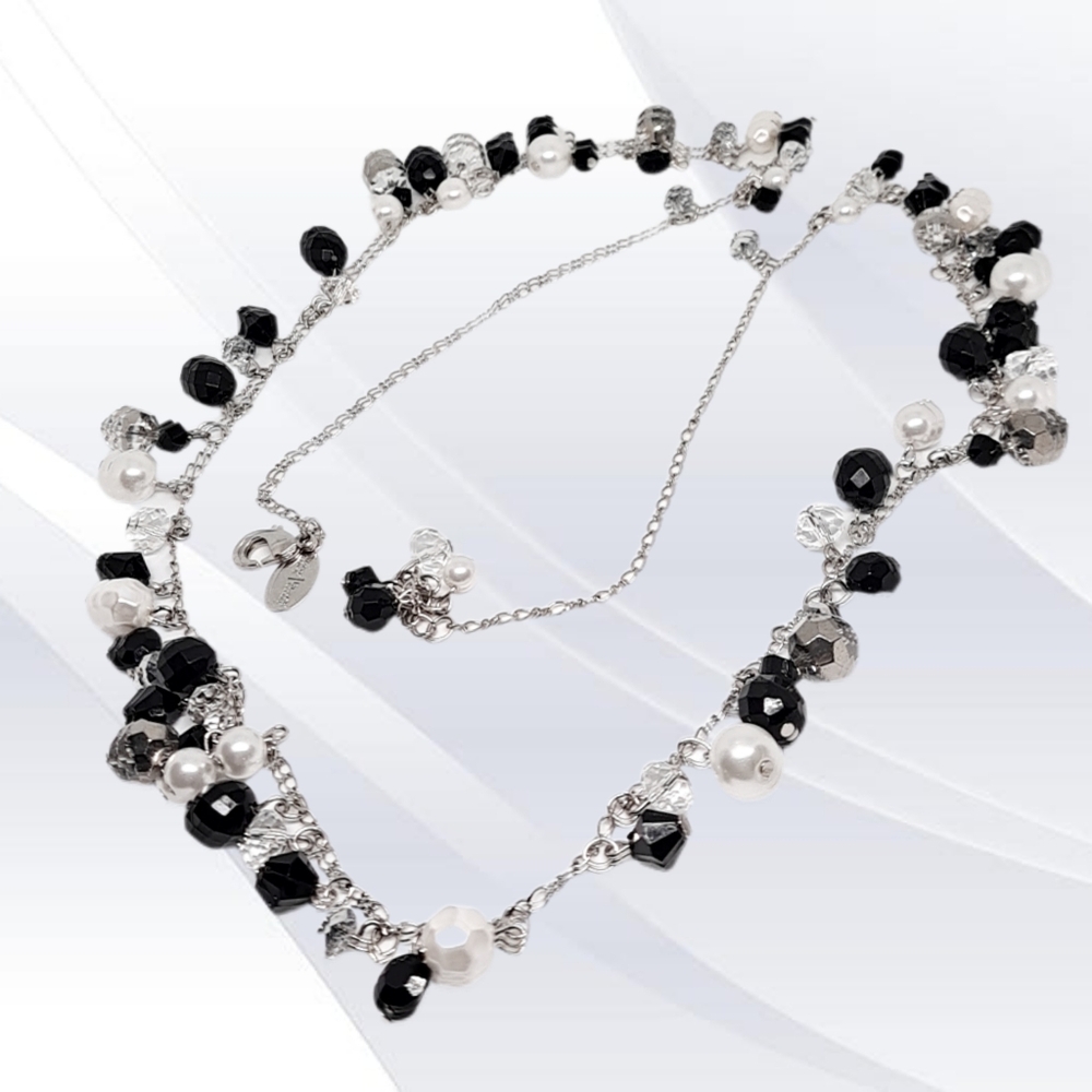 White House | Black Market ~ Elegant Black and White Beaded Necklace